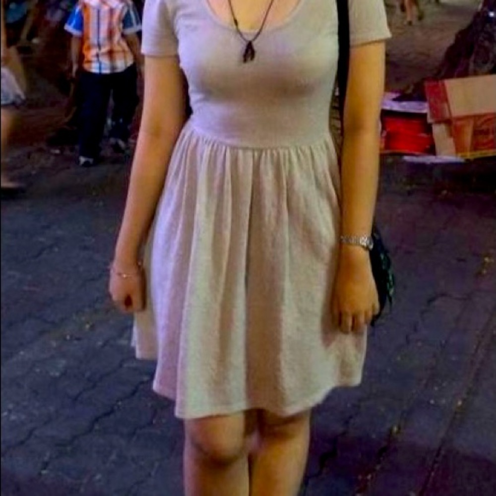 cute Tan/Cream A-line dress - S